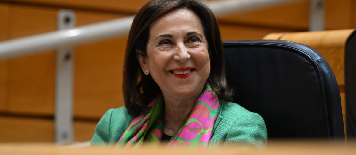 La ministra de Defensa, Margarita Robles, asiste a la sesión de control al Gobierno celebrada este martes en el Senado