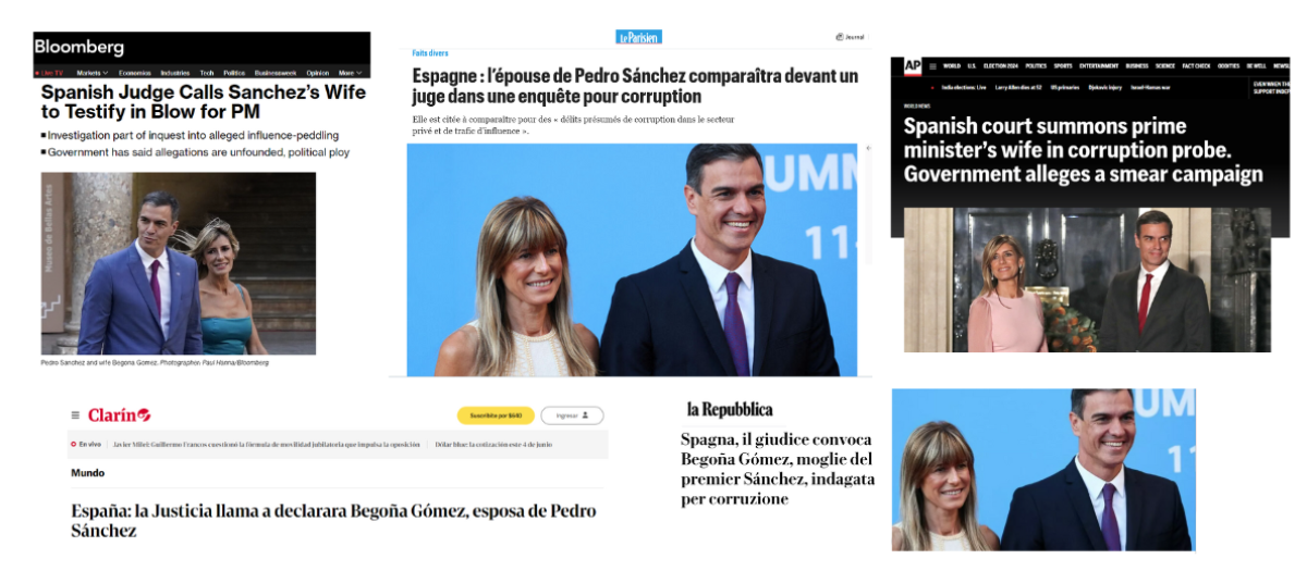 Las portadas de la prensa internacional sobre la citación de Begoña Gómez