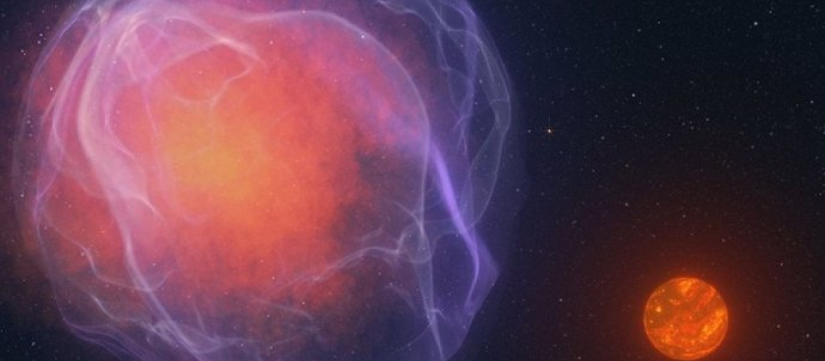 Una simulación de un hipotético par binario J1249+36-enana blanca termina con la enana blanca explotando en una supernova