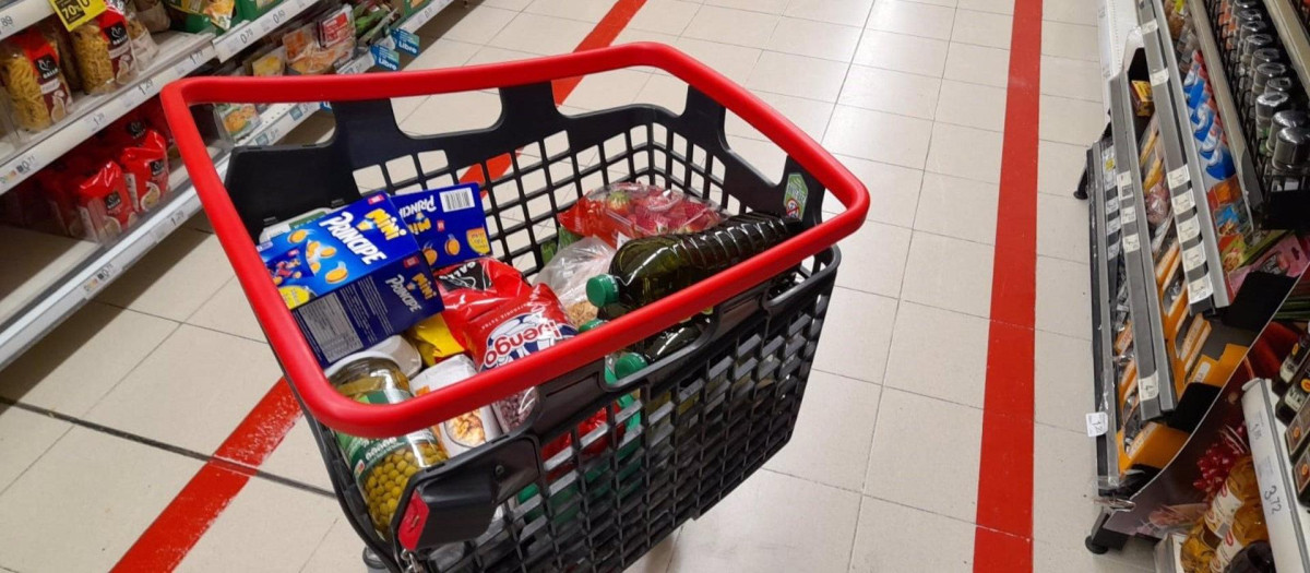 Imagen de un carrito de la compra con productos