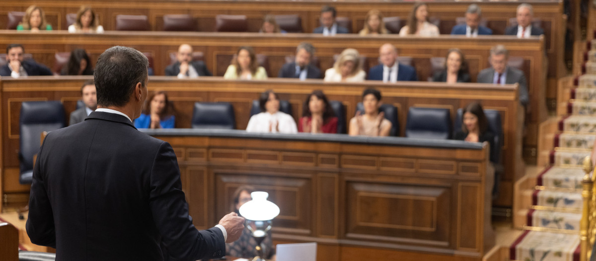 El presidente del Gobierno, Pedro Sánchez, durante una sesión de control al Gobierno en el Congreso de los Diputados, el 19 de junio de 2024