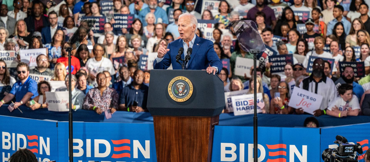 Biden en un acto de campaña en Carolina del Norte