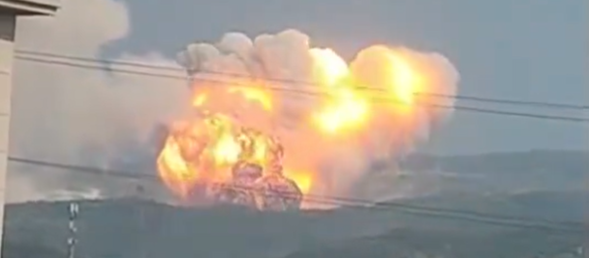 Explosión del cohete, grabada por un ciudadano