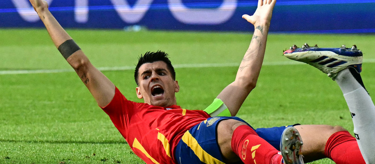 Álvaro Morata durante el partido de cuartos de final de la Eurocopa frente a Alemania