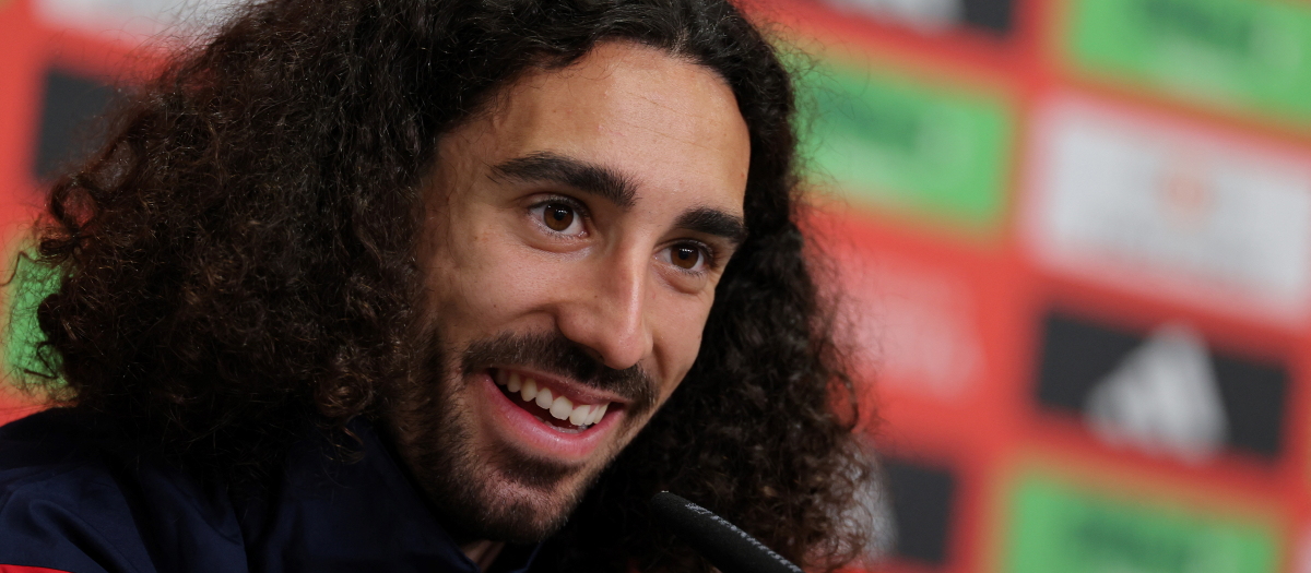 Marc Cucurella durante una rueda de prensa con España en la Eurocopa