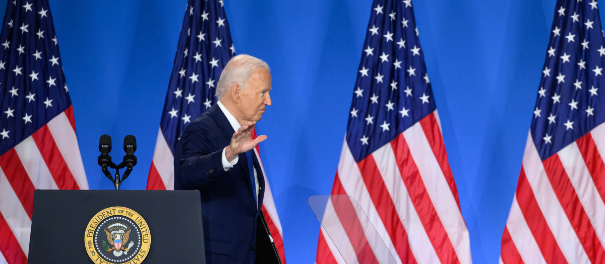 Biden después de hablar a la prensa