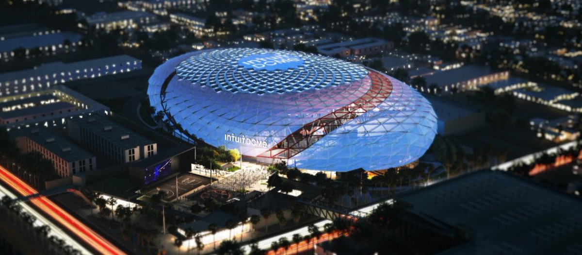 Vista aérea del Intuit Dome, el nuevo pabellón de Los Angeles Clippers