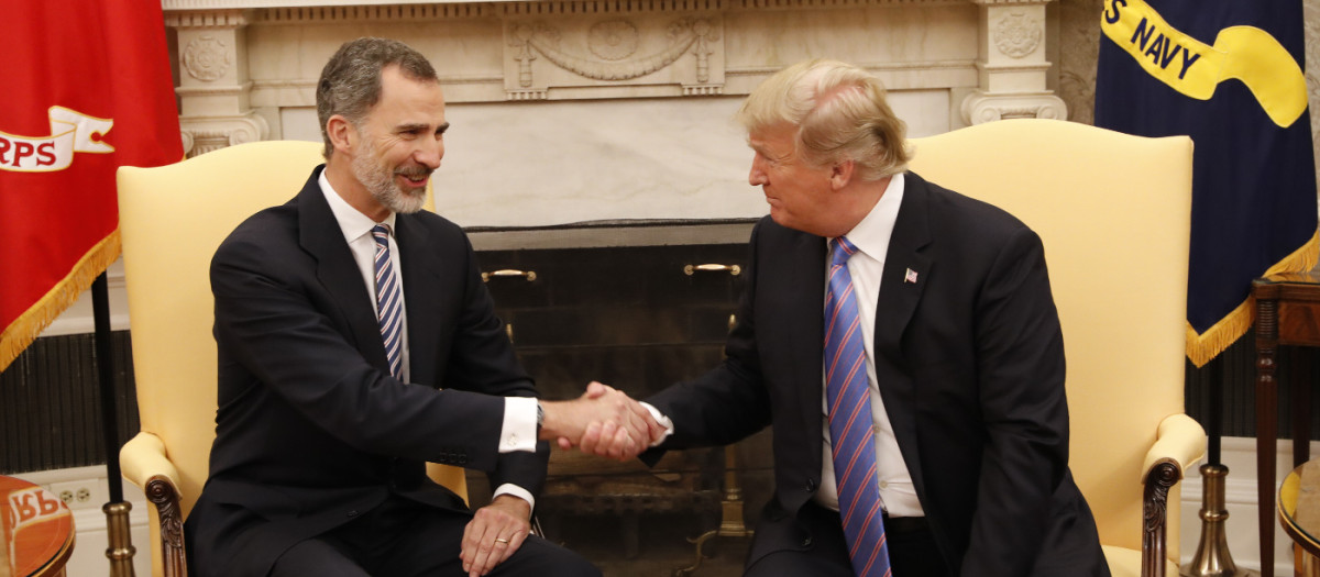 El Rey con Donald Trump en la Casa Blanca en junio de 2018