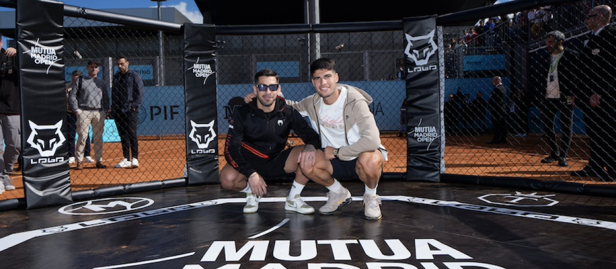 Carlos Alcaraz e Ilia Topuria en el Mutua Madrid Open 2024