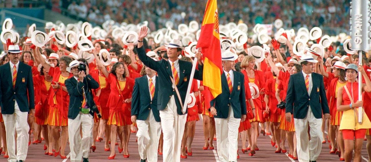 El Rey Felipe VI como abanderado en las olimpiadas de Barcelon'92