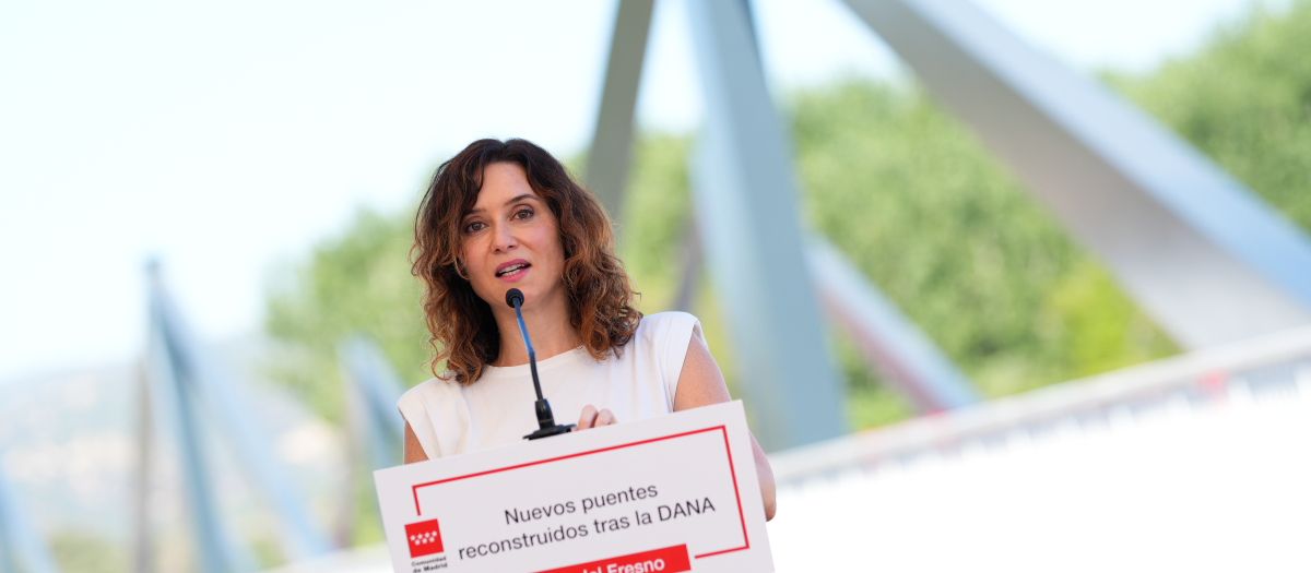 Ayuso en la inauguración de los tres puentes de Aldea del Fresno