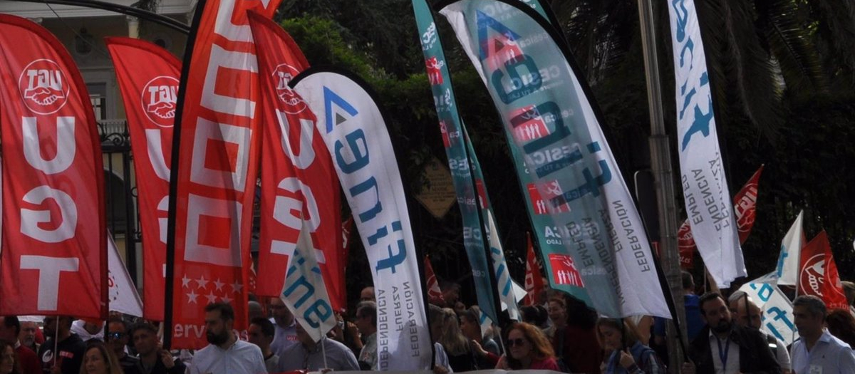 Manifestación del sector financiero convocada por los sindicatos CCOO, FINE y UGT.