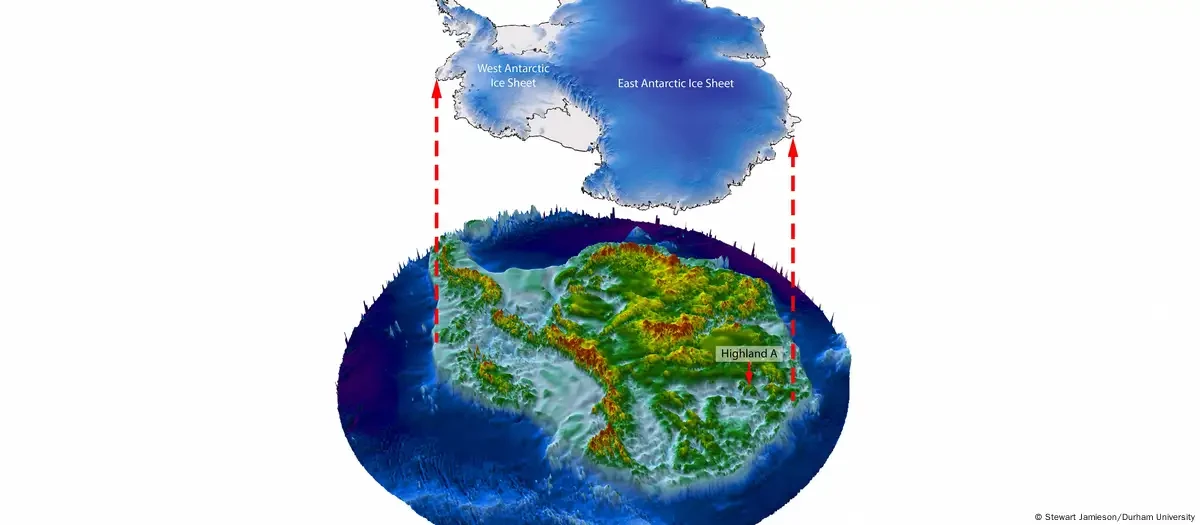 Paisaje oculto bajo el hielo de la Antártida