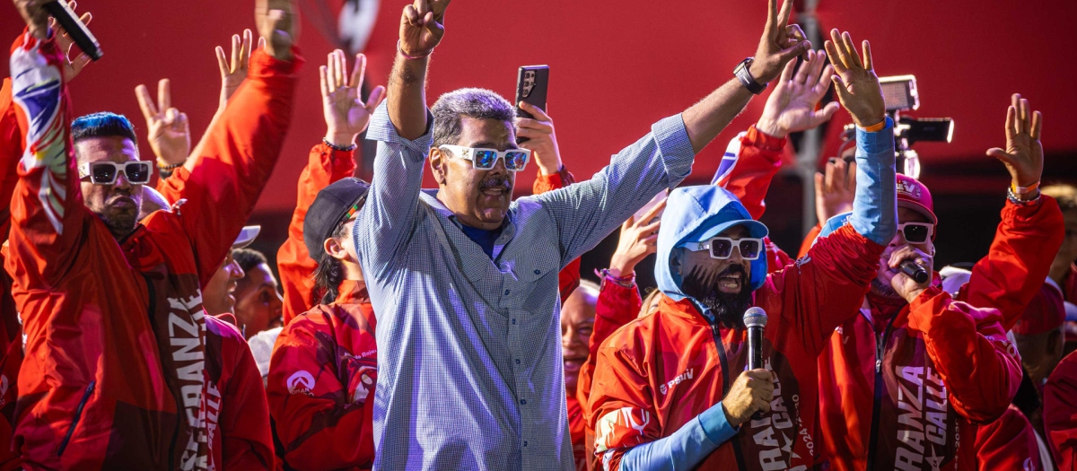 Nicolás Maduro en su acto de cierre de campaña