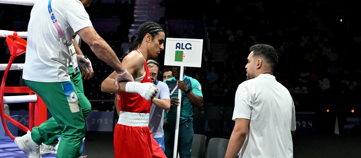 Imane Khelif, en su primer combate en los Juegos Olímpicos