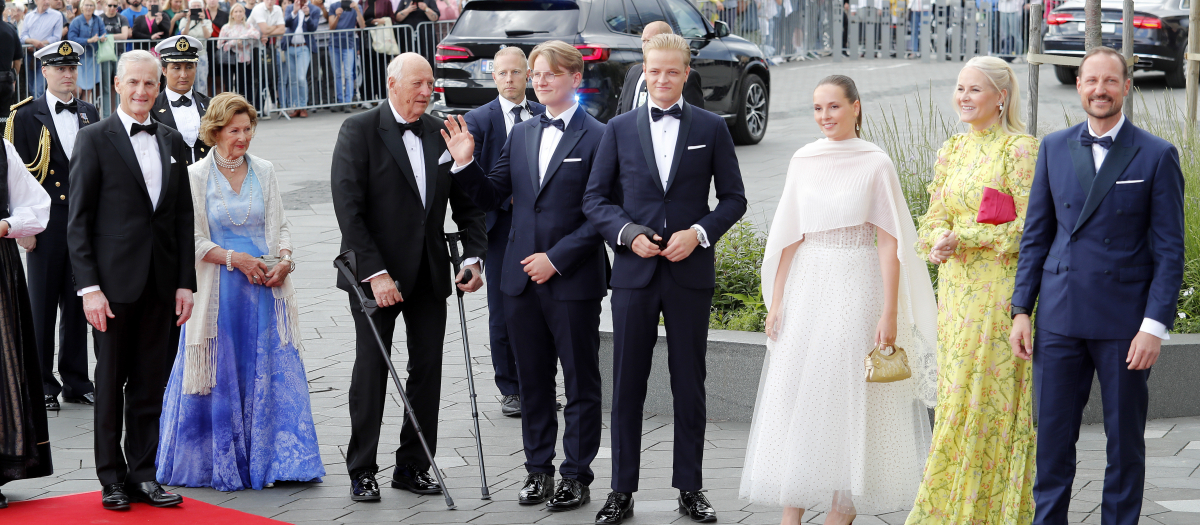 Prince Sverre Magnus, Marius Borg Hoeiby, Princess Ingrid Alexandra, Crown Princess Mette-Marit and Crown Prince Haakon attending Ingrid Alexandra’s 18th birthday Celebration in Oslo Norway 2022-06-16