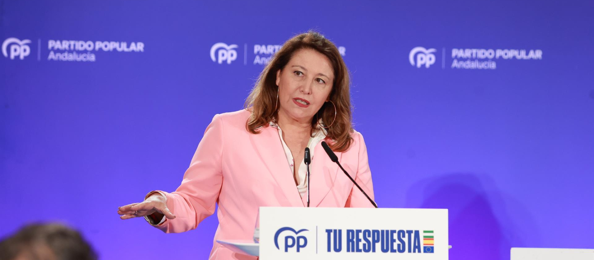 La eurodiputada Carmen Crespo, durante una reunión del Comité Ejecutivo Autonómico del PP andaluz