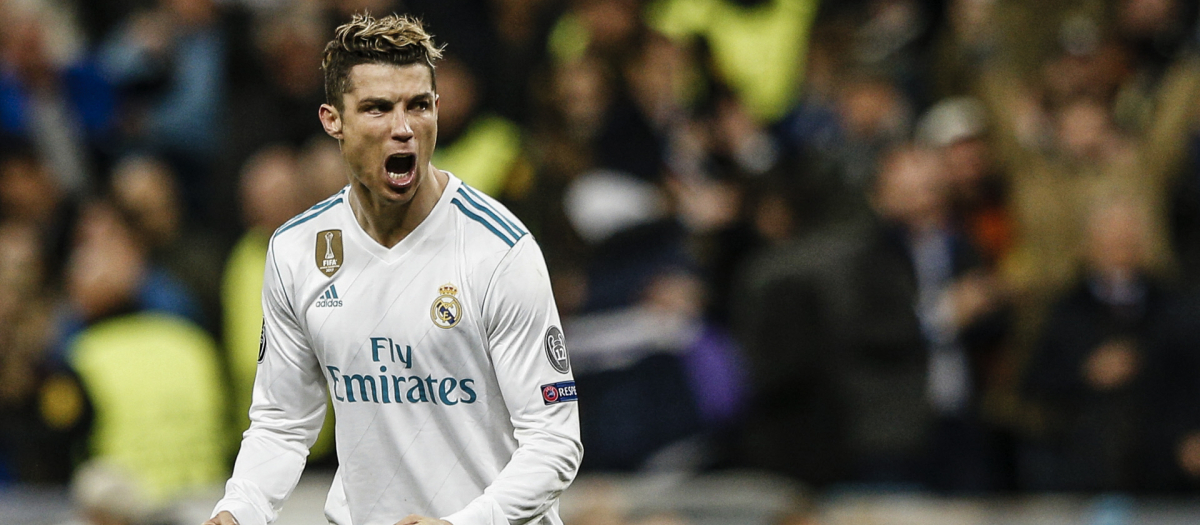 Cristiano Ronaldo en un partido de Champions League con el Real Madrid