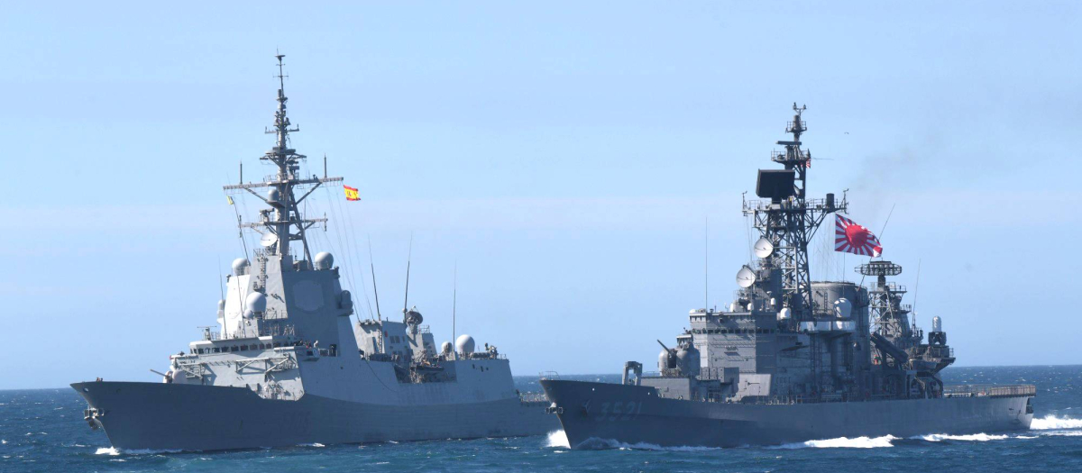 La fragata española Cristóbal Colón se ha adiestrado con los buques japoneses JS Kashima y JS Shimakaze