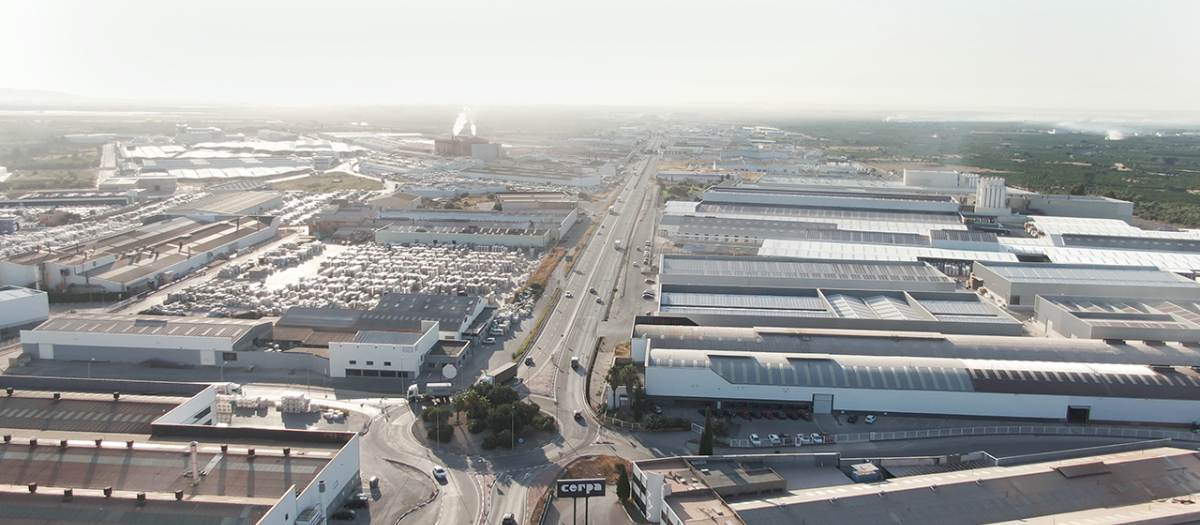 Imagen aérea de Onda Logistic, el parque industrial más grande de la provincia de Castellón