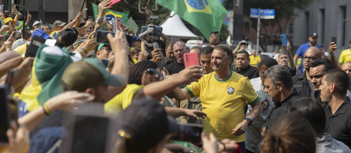 Bolsonaro durante la manifestación en Sao Paulo