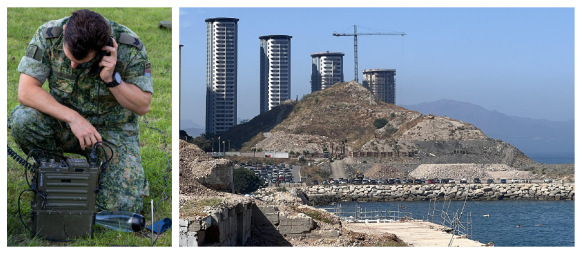 Un marine de Reino Unido prueba un moderno sistema de comunicaciones de Gibraltar, en plena polémica por la ocupación de aguas españolas por un prioyecto urbanístico