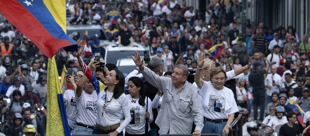 María Corina Machado y Edmundo González en un acto de la oposición de Venezuela