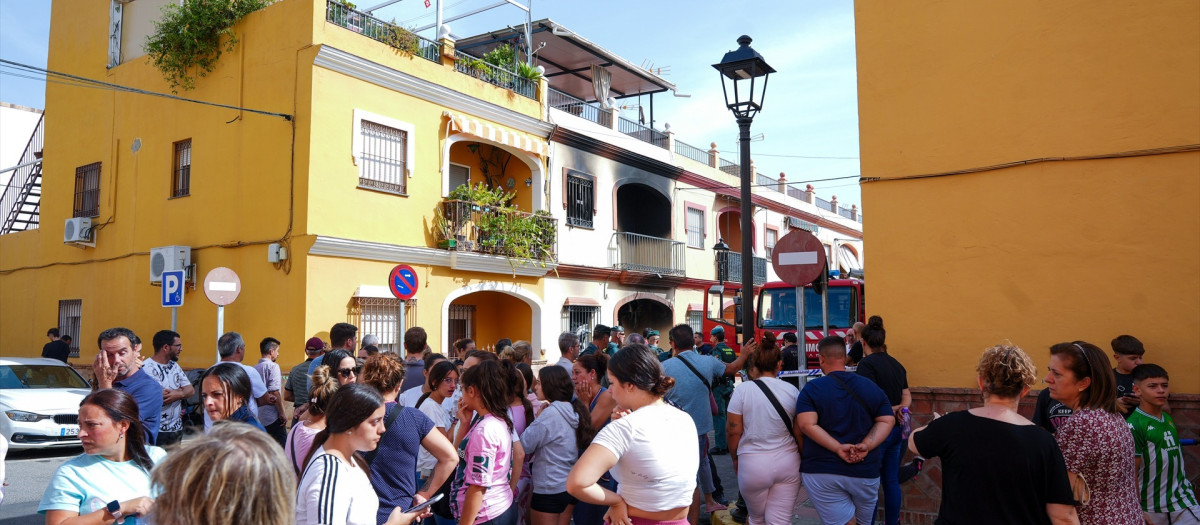 Imágenes del incendio ocurrido hoy, a 6 de octubre de 2024, en Guillena, Sevilla