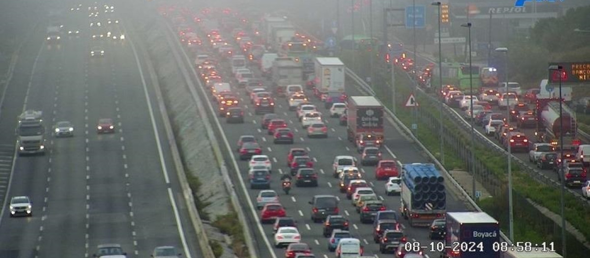 Retenciones a la altura de Torrelodones durante la hora punta de este martes