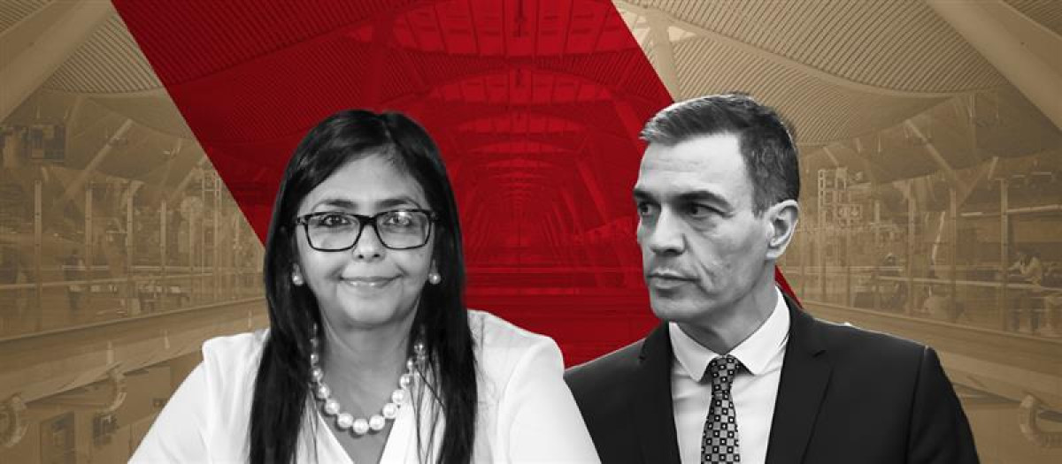 Delcy Rodríguez y Pedro Sánchez