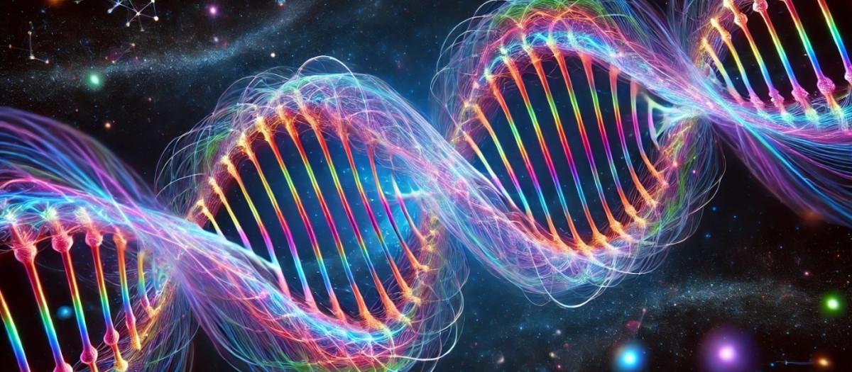 Representación artística de la doble hélice que imita una cadena de ADN