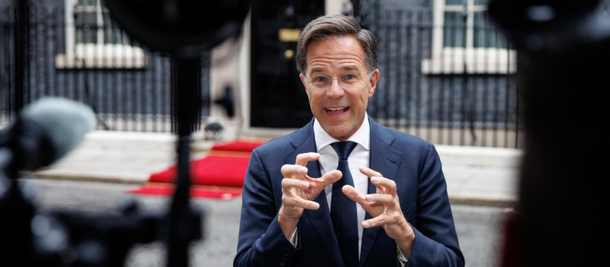 Mark Rutte, secretario general de la OTAN tras su encuentro con Starmer, en Downing Street