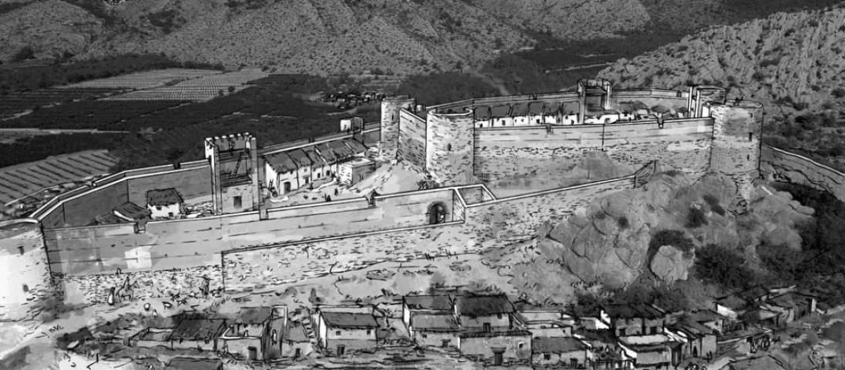 Imagen de cómo era el Castillo de Fadrell y el Ermitorio de la Magdalena en Castellón hace ocho siglos