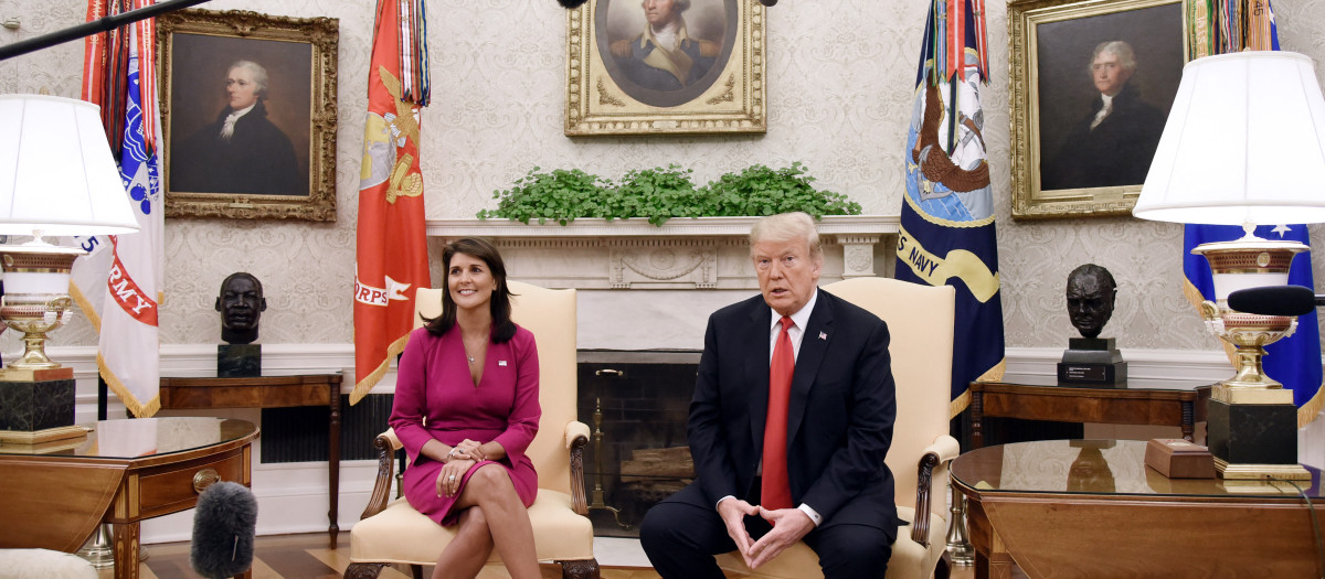 Nikki Haley junto a Donald Trump en 2018, durante su mandato como presidente de los Estados Unidos