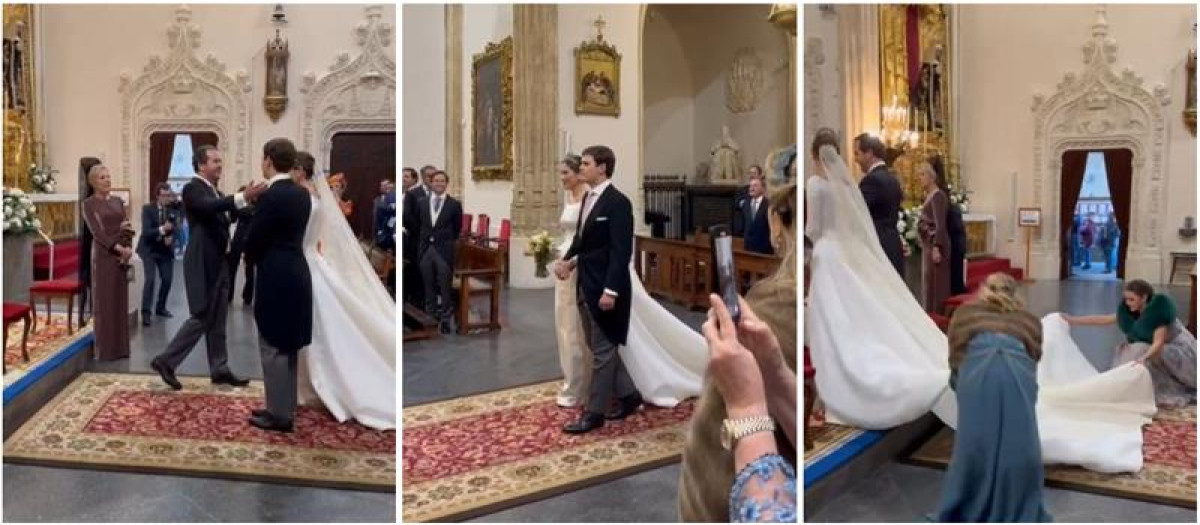 Algunos momentos de la entrada de los novios a la ceremonia