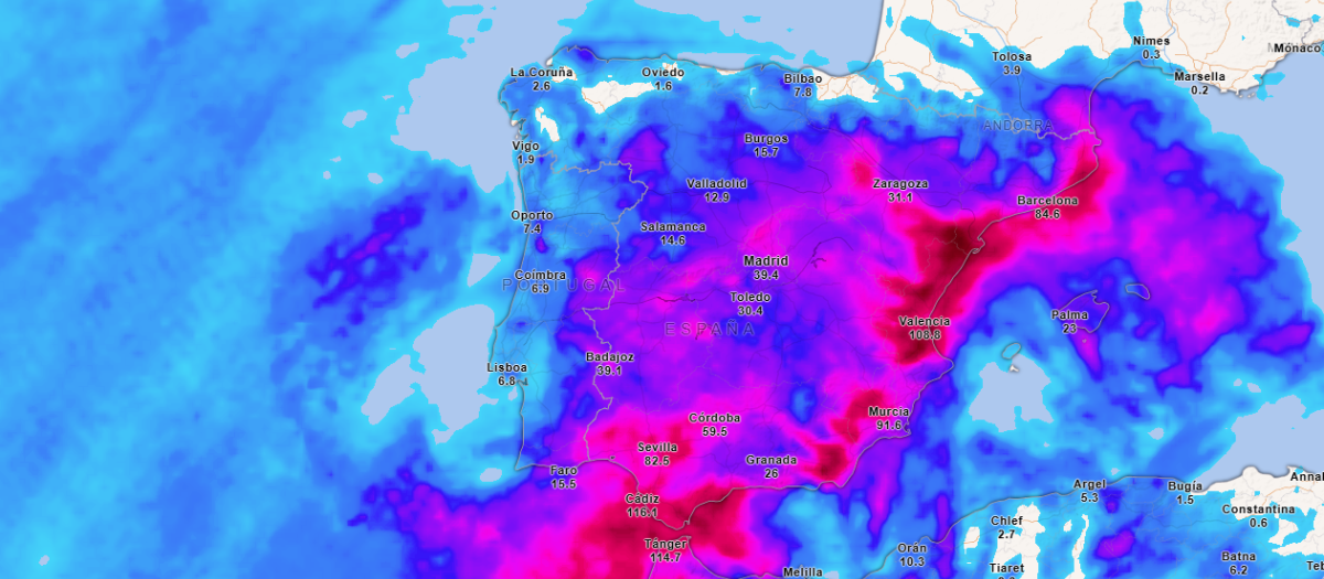 Precipitación acumulada hasta el sábado