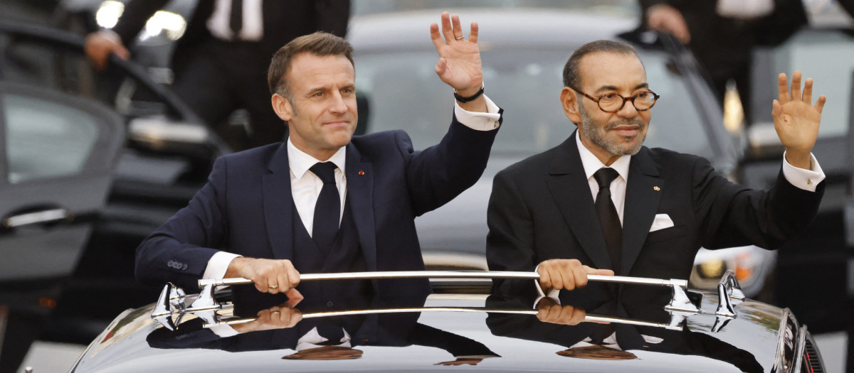 El Rey de Marruecos, Mohammed VI, y el presidente de Francia, Emmanuel Macron, en Rabat