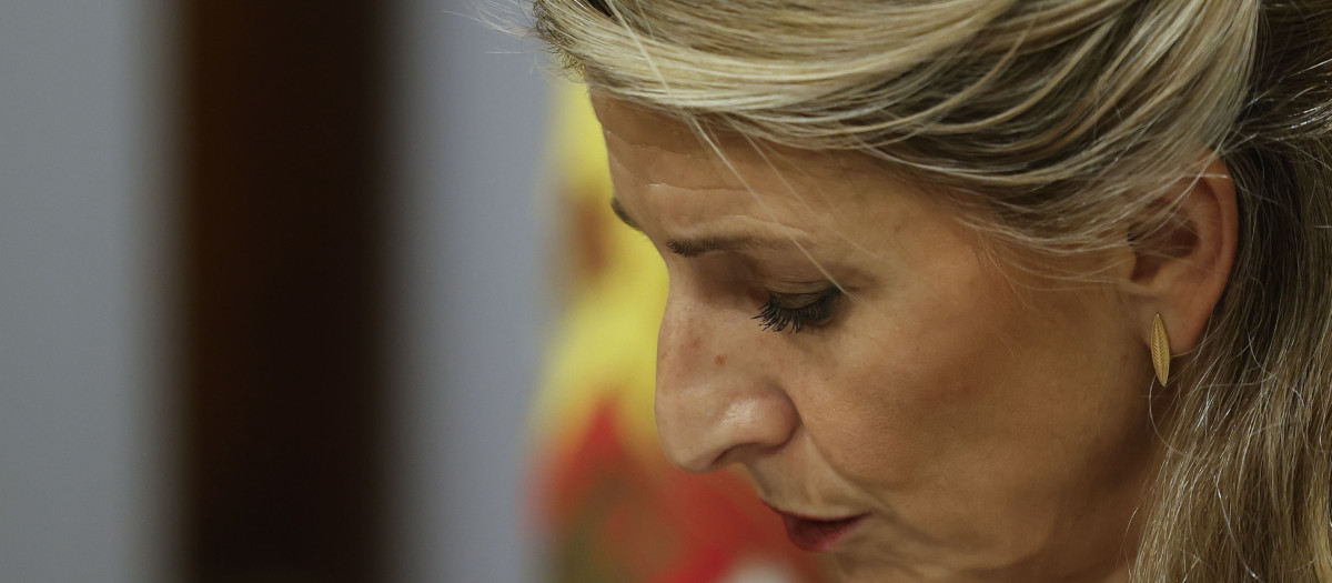 Yolanda Díaz, durante su comparecencia en el Congreso