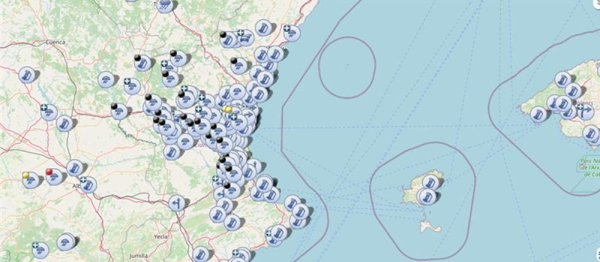 Las carreteras afectadas por la DANA en la Comunidad Valenciana