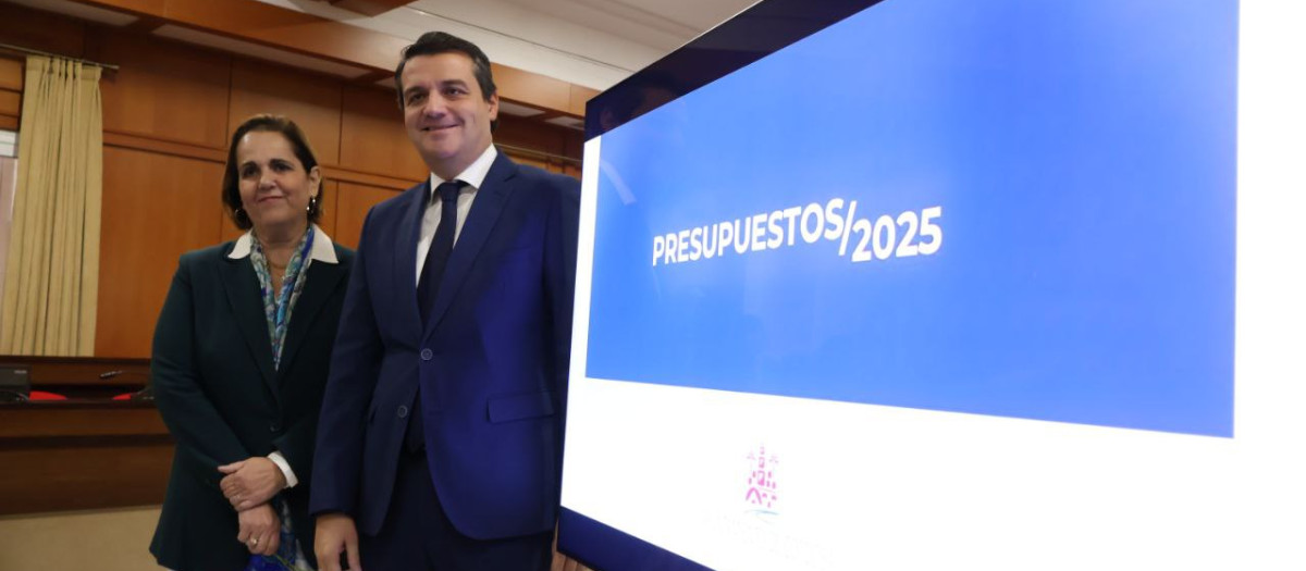 Blanca Torrent y José María Bellido, en la presentación del presupuesto municipal de 2025