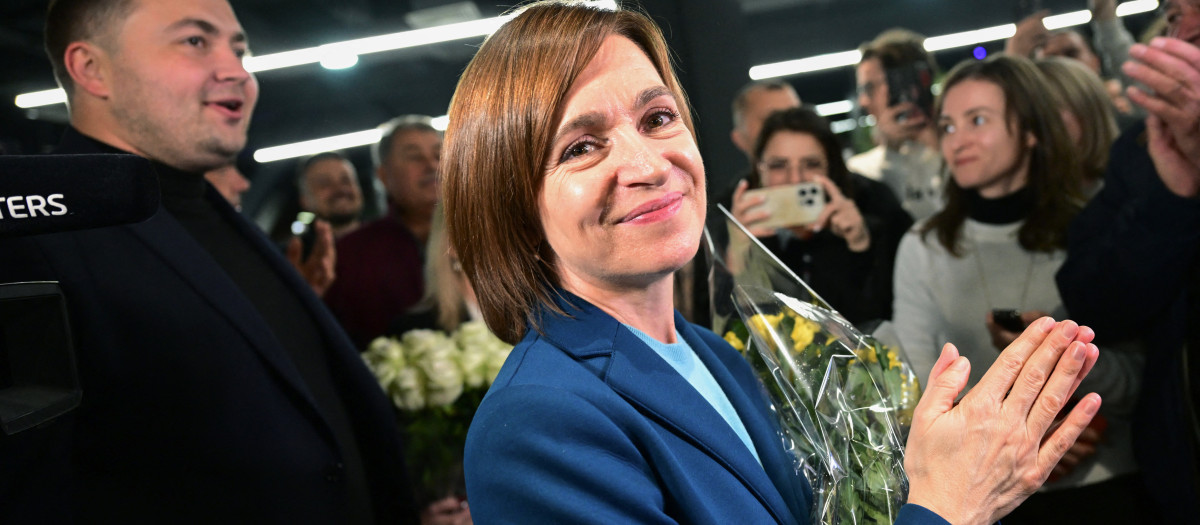 La candidata Maia Sandu celebra los resultados preliminares