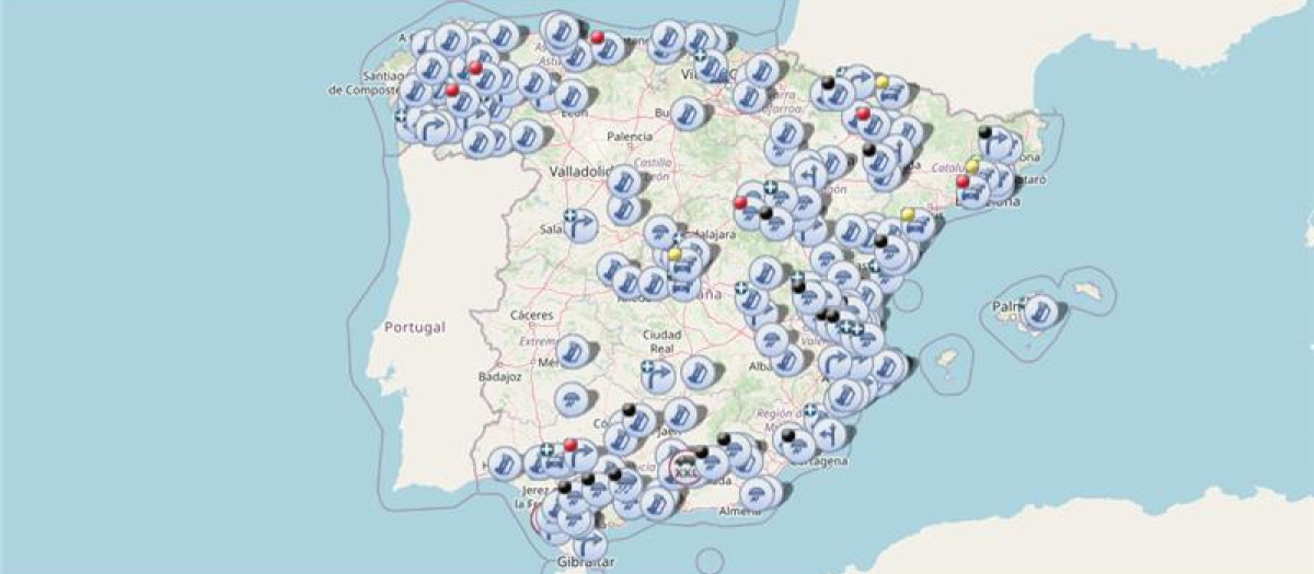 Mapa de la DGT | Incidencias en las carreteras españolas