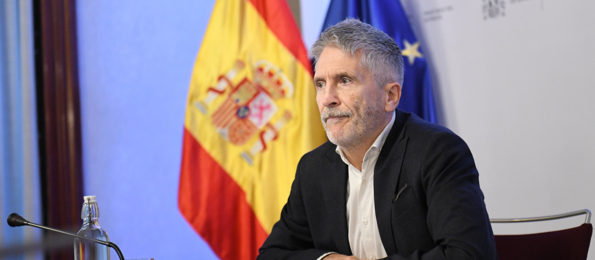 El ministro del Interior, Fernando Grande-Marlaska, durante la reunión del comité de crisis