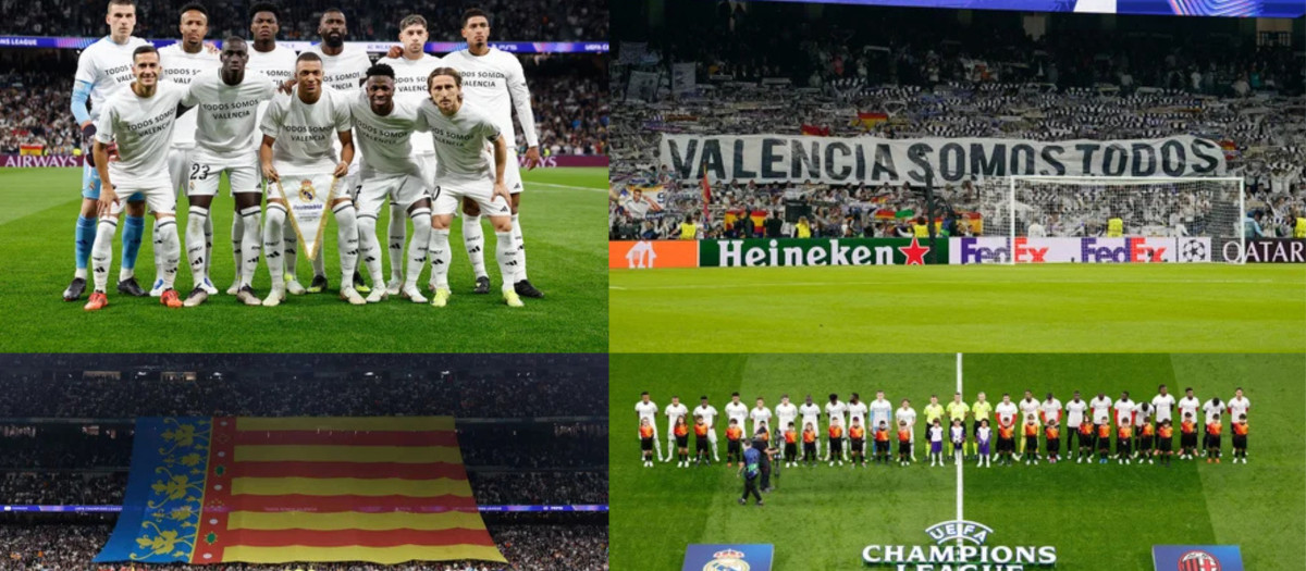 Resumen del homenaje a las víctimas de la DANA el pasado martes en el Bernabéu