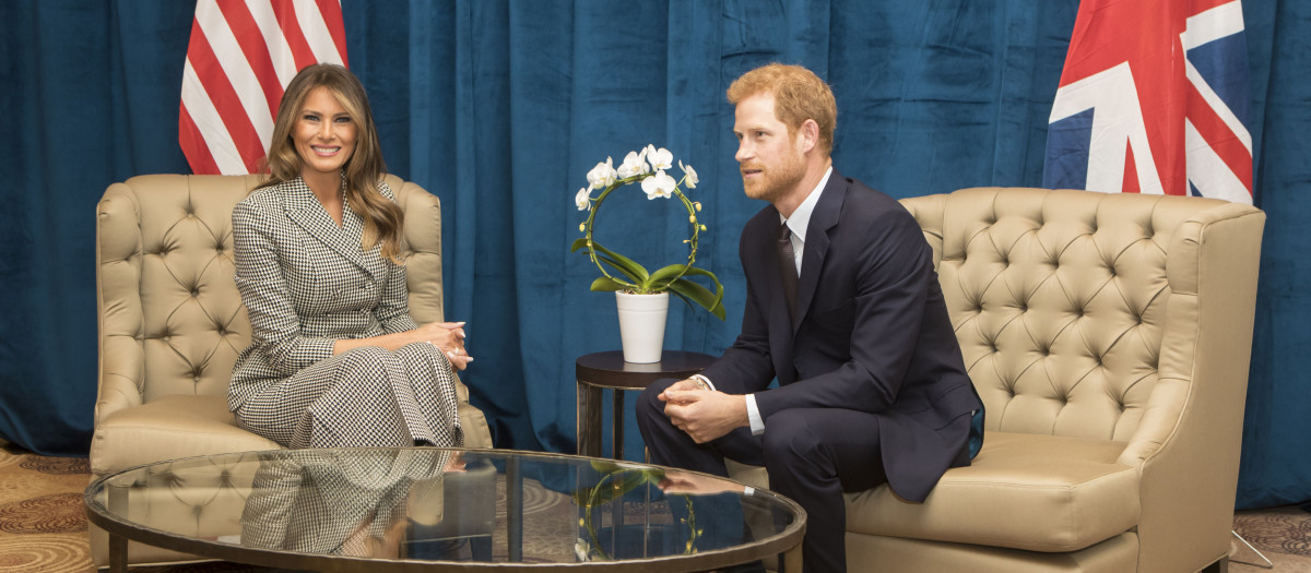 Prince Harry during a Bilateral meeting with First Lady of the United States Melania Trump at the Sheraton ahead of the start of the 2017 Invictus Games in Toronto, Canada.