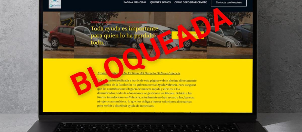 Imagen sobre el bloque de la web de ayudas por la DANA bloqueada por el Gobierno