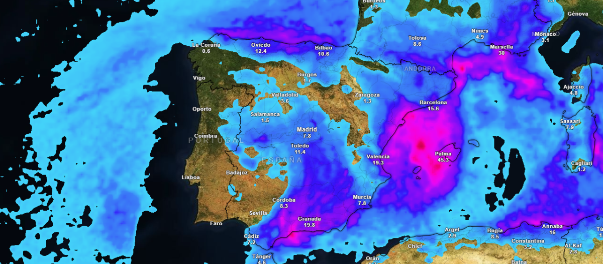 Precipitación acumulada hasta la noche del miércoles