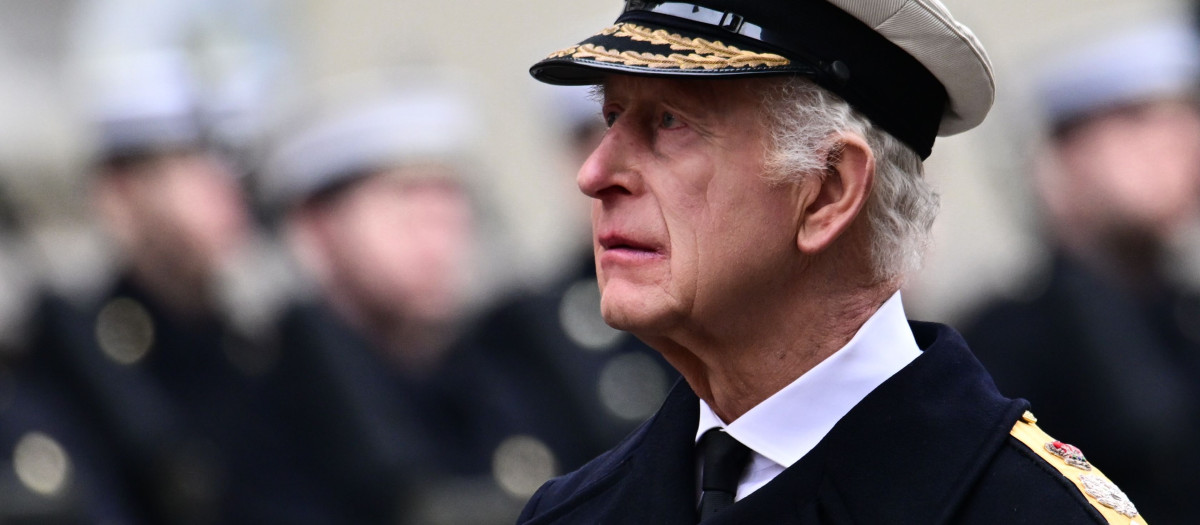 King Charles III during the Remembrance Service in London, UK