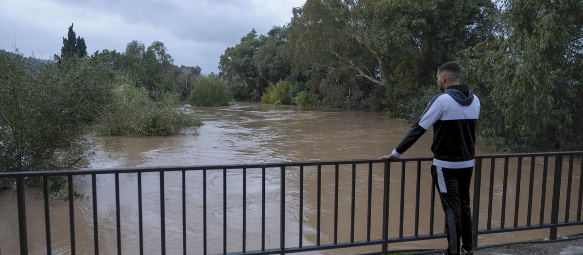 Un hombre observa el rio Guadiaro este jueves, por Jimena de la Frontera (Cádiz)