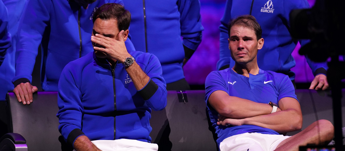 Roger Federer y Rafa Nadal se emocionan tras el que fue el último partido de la carrera profesional del suizo en la Laver Cup de 2022